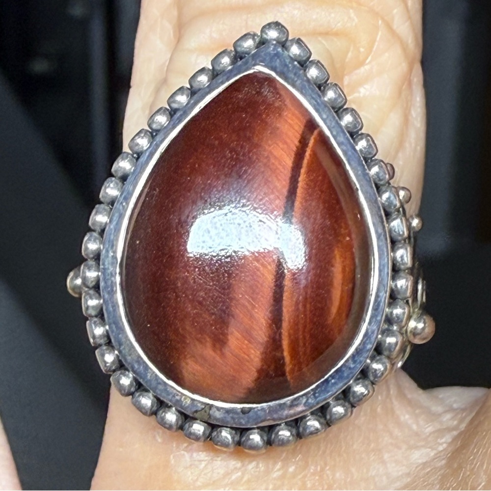 Studio Barse Silver Ring With Brown Teardrop Stone - image 1
